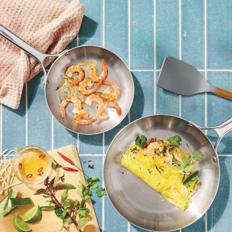 slide 2 of 8, 2pk (8" & 10") Uncoated Stainless Steel Frying Pan Set - Figmint™, 2 ct