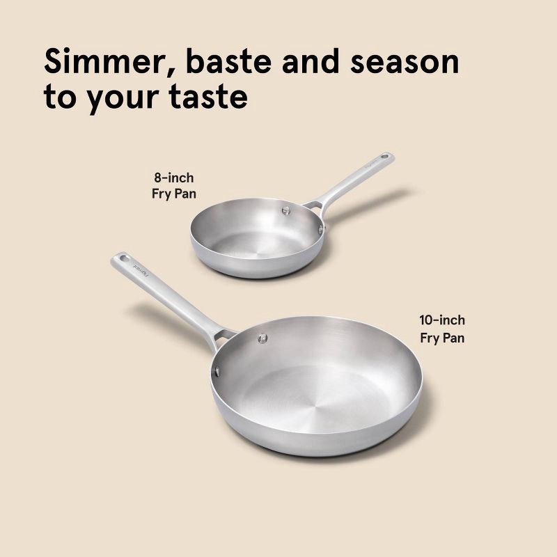 slide 8 of 8, 2pk (8" & 10") Uncoated Stainless Steel Frying Pan Set - Figmint™, 2 ct