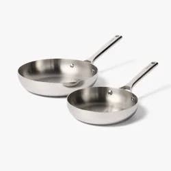 2pk (8" & 10") Uncoated Stainless Steel Frying Pan Set - Figmint™