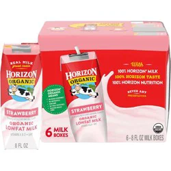 Horizon Organic 1% Strawberry Milk - 6pk/8 fl oz Boxes