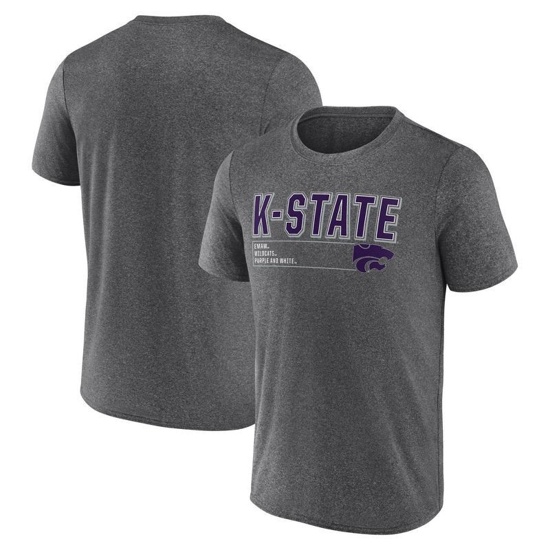 slide 3 of 3, NCAA Kansas State Wildcats Men's Charcoal Heather Poly T-Shirt - S, 1 ct