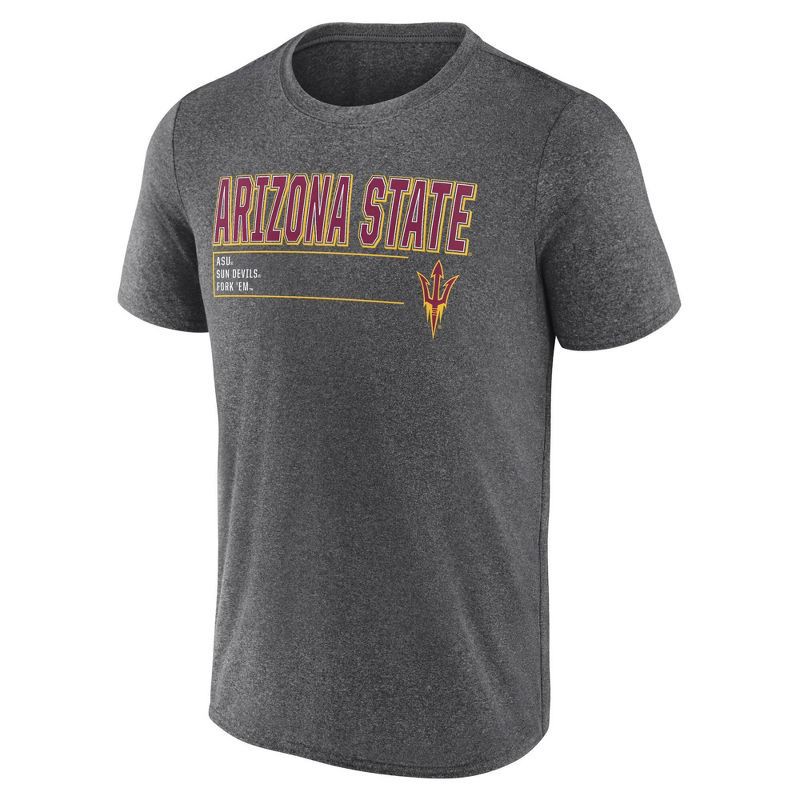 slide 1 of 3, NCAA Arizona State Sun Devils Men's Charcoal Heather Poly T-Shirt - M, 1 ct