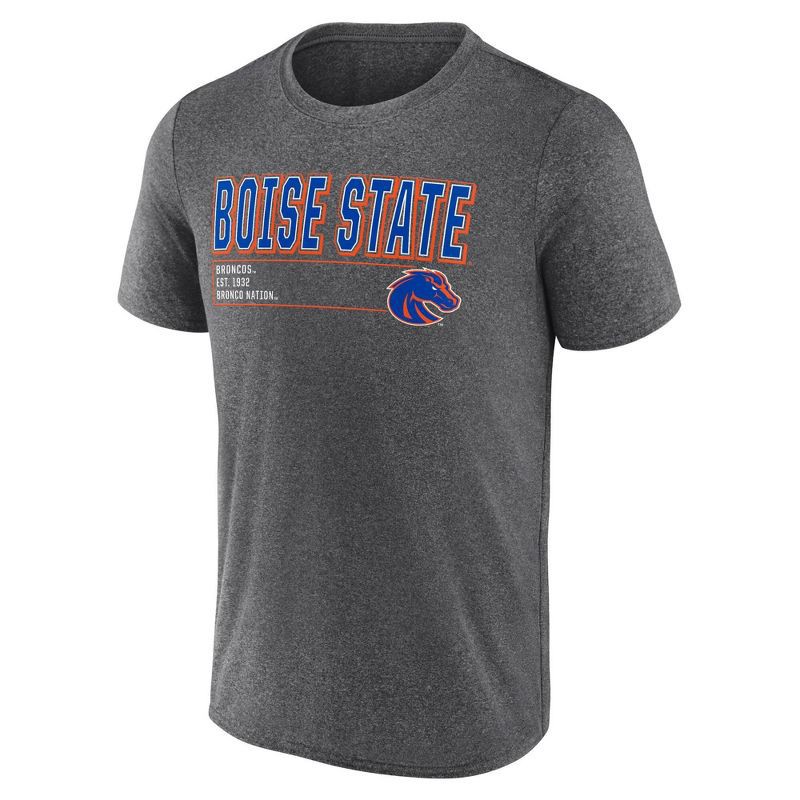 slide 1 of 3, NCAA Boise State Broncos Men's Charcoal Heather Poly T-Shirt - M, 1 ct