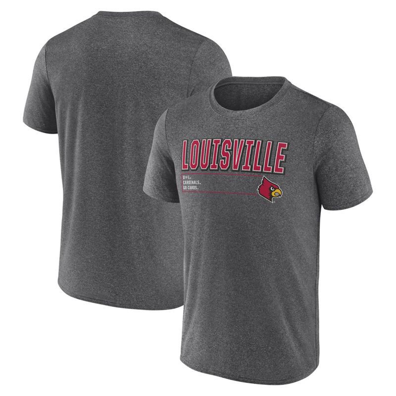 slide 3 of 3, NCAA Louisville Cardinals Men's Charcoal Heather Poly T-Shirt - M, 1 ct