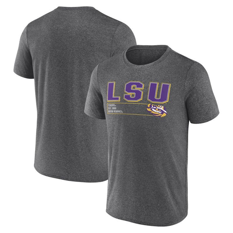 slide 3 of 3, NCAA LSU Tigers Men's Charcoal Heather Poly T-Shirt - M, 1 ct