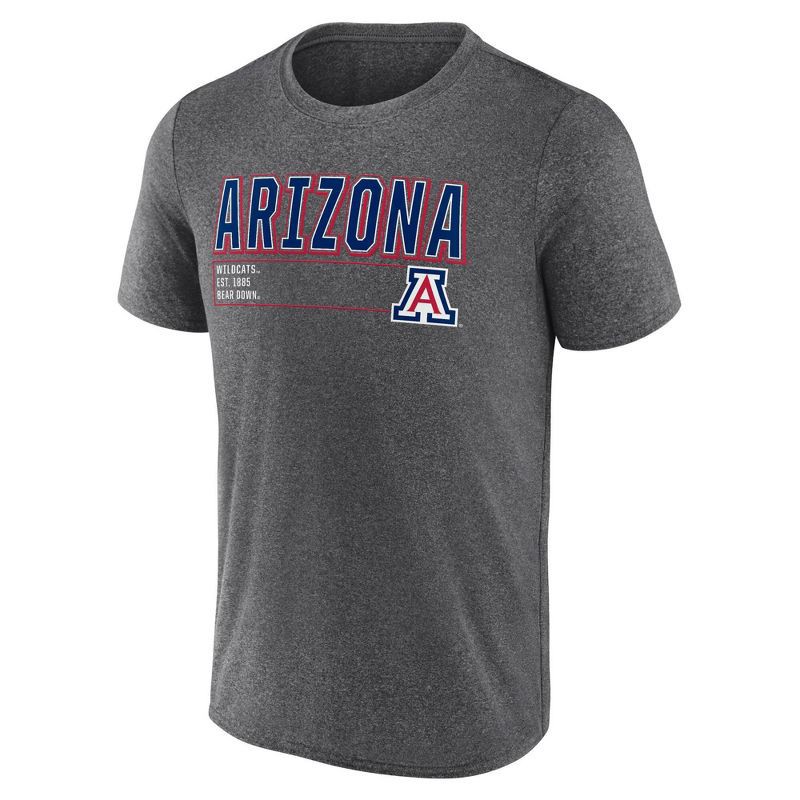 slide 1 of 3, NCAA Arizona Wildcats Men's Charcoal Heather Poly T-Shirt - L, 1 ct