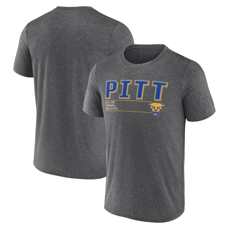 slide 3 of 3, NCAA Pitt Panthers Men's Charcoal Heather Poly T-Shirt - L, 1 ct