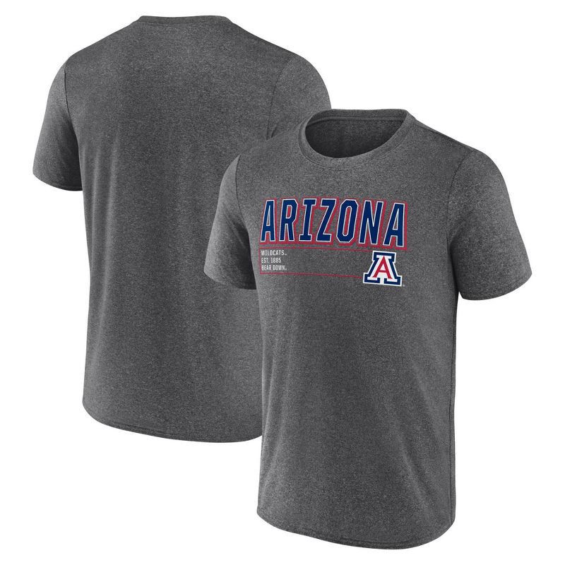 slide 3 of 3, NCAA Arizona Wildcats Men's Charcoal Heather Poly T-Shirt - XL, 1 ct