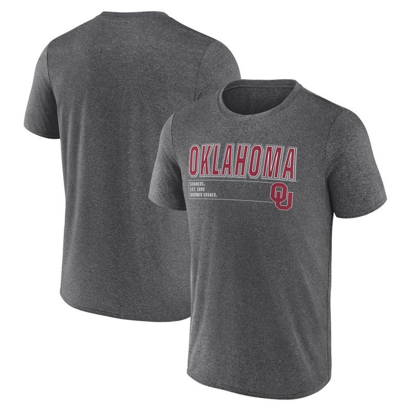 slide 3 of 3, NCAA Oklahoma Sooners Men's Charcoal Heather Poly T-Shirt - XL, 1 ct