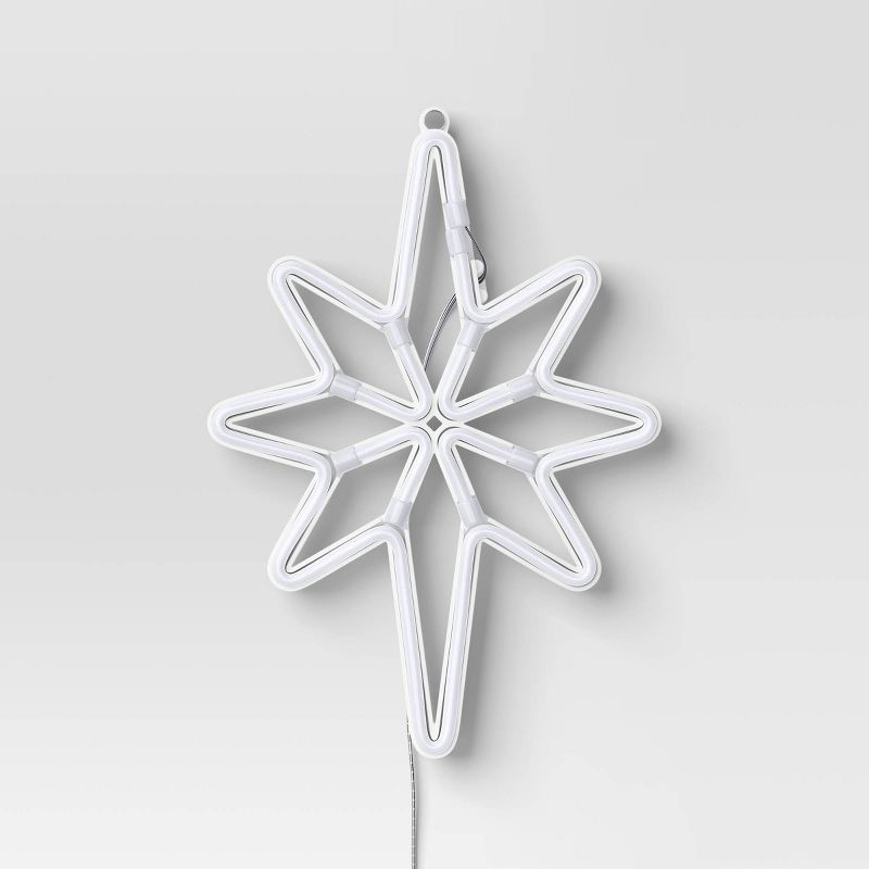 slide 3 of 4, LED Battery Operated Neon Star Hangable Sign Warm White - Wondershop™, 1 ct