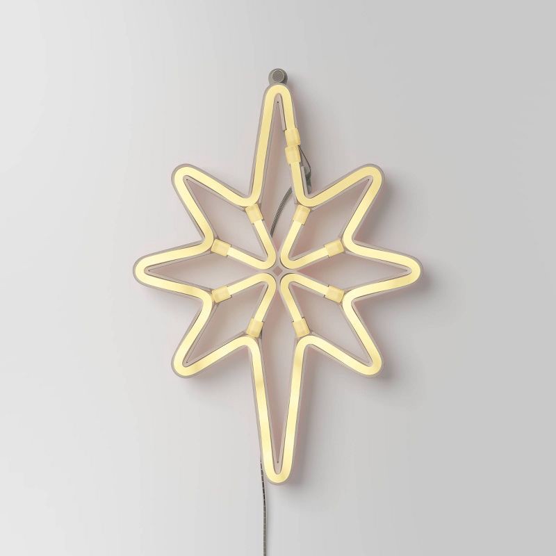 slide 1 of 4, LED Battery Operated Neon Star Hangable Sign Warm White - Wondershop™, 1 ct