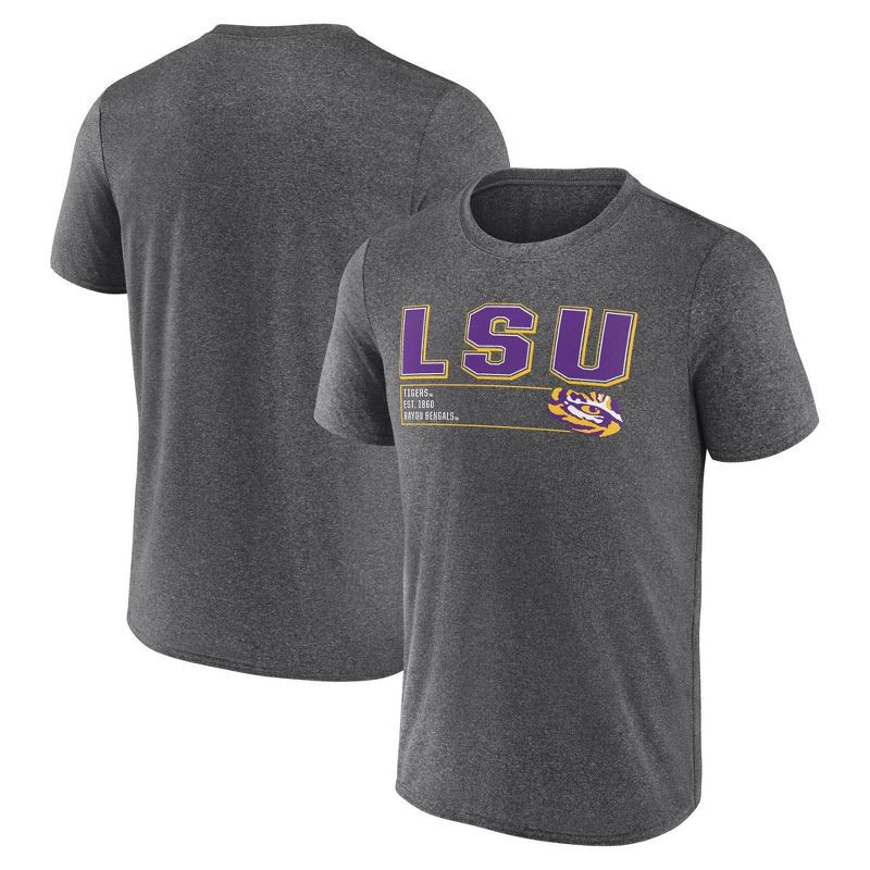 slide 3 of 3, NCAA LSU Tigers Men's Charcoal Heather Poly T-Shirt - XXL, 1 ct