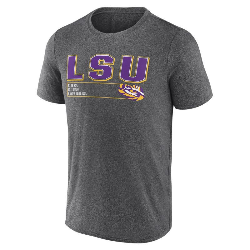 slide 1 of 3, NCAA LSU Tigers Men's Charcoal Heather Poly T-Shirt - XXL, 1 ct