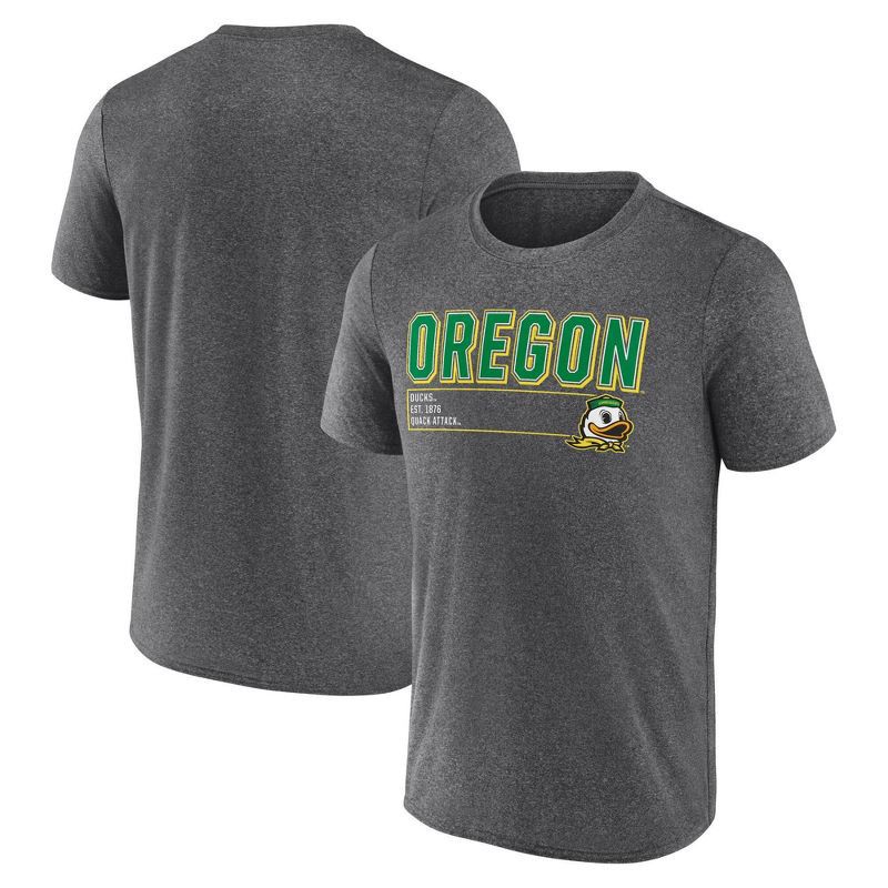 slide 3 of 3, NCAA Oregon Ducks Men's Charcoal Heather Poly T-Shirt - XXL, 1 ct