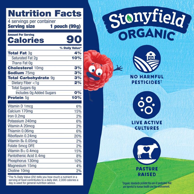 slide 6 of 8, Stonyfield Kids' Cherry Berry Traditional Yogurt Pouch - 14oz/4ct, 4 ct; 14 oz