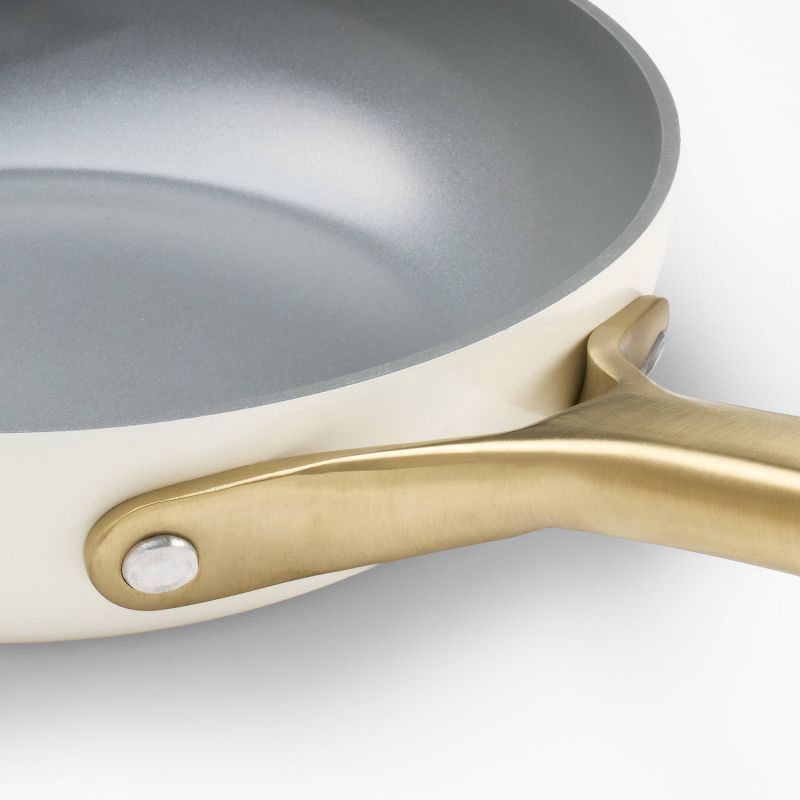 slide 4 of 8, 8" Nonstick Ceramic Coated Aluminum Frying Pan With Champagne Handle Cream - Figmint™, 1 ct