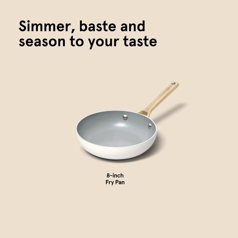 slide 8 of 8, 8" Nonstick Ceramic Coated Aluminum Frying Pan With Champagne Handle Cream - Figmint™, 1 ct