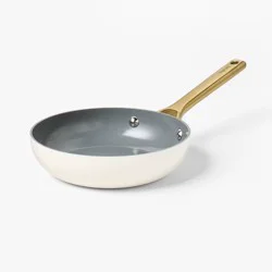 8" Nonstick Ceramic Coated Aluminum Frying Pan With Champagne Handle Cream - Figmint™