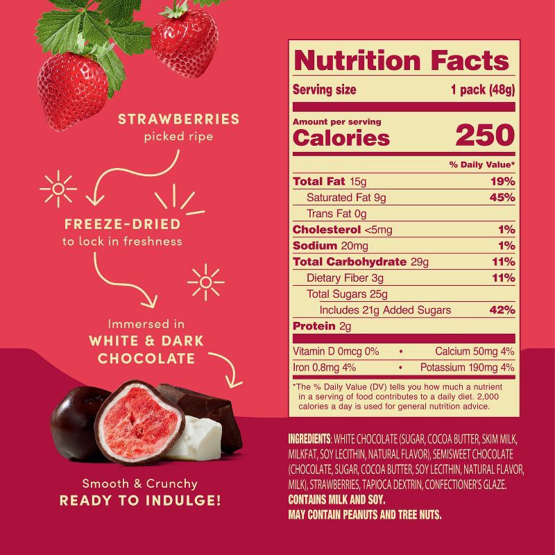 slide 4 of 8, Tru Fru Freeze Dried Strawberries in Dark and White Chocolate - 1.7oz, 1.7 oz