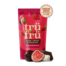 Tru Fru Freeze Dried Strawberries in Dark and White Chocolate - 1.7oz
