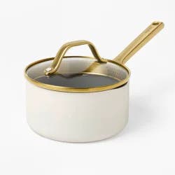 1.5qt Nonstick Ceramic Coated Aluminum Sauce Pan with Champagne Handle Cream - Figmint™