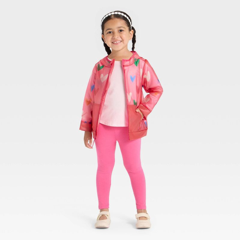 slide 3 of 3, Toddler Girls' Heart Printed Clear Rain Jacket - Cat & Jack™ Pink 18M, 1 ct