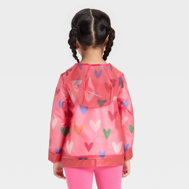 slide 3 of 7, Toddler Girls' Heart Printed Clear Rain Jacket - Cat & Jack™ Pink 5T, 1 ct