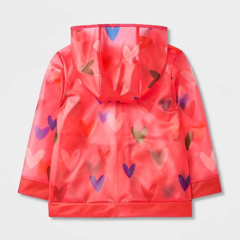 slide 4 of 7, Toddler Girls' Heart Printed Clear Rain Jacket - Cat & Jack™ Pink 5T, 1 ct