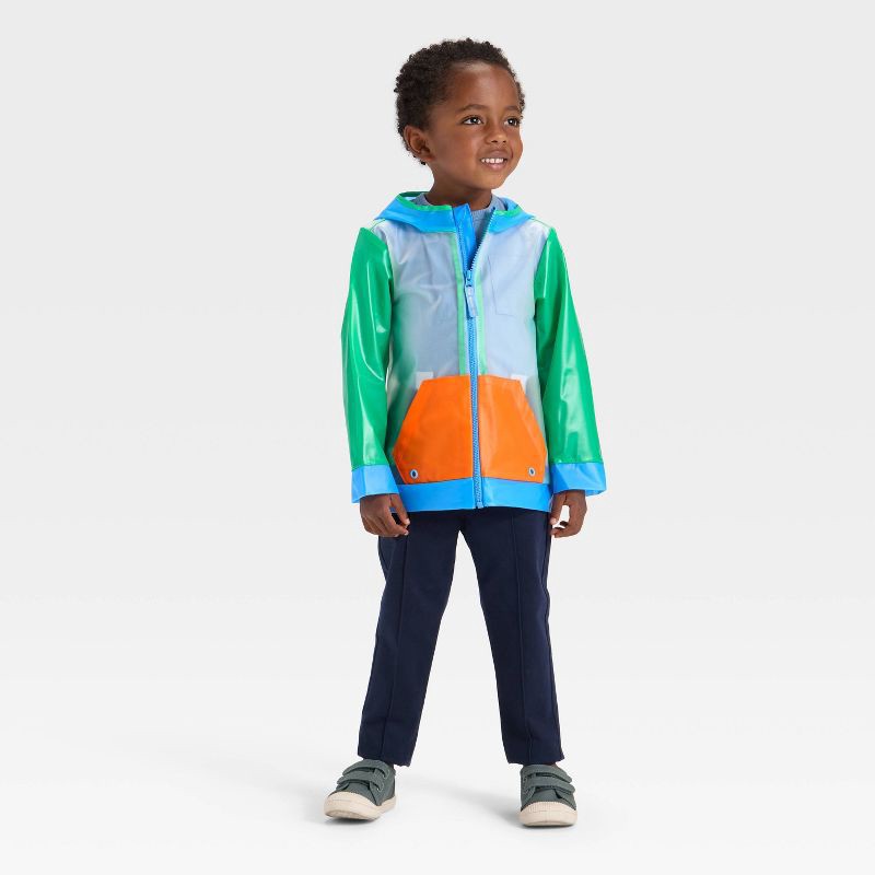 slide 5 of 6, Toddler Boys' Colorblock Clear Rain Jacket - Cat & Jack™ Green/Blue/Orange 18M, 1 ct