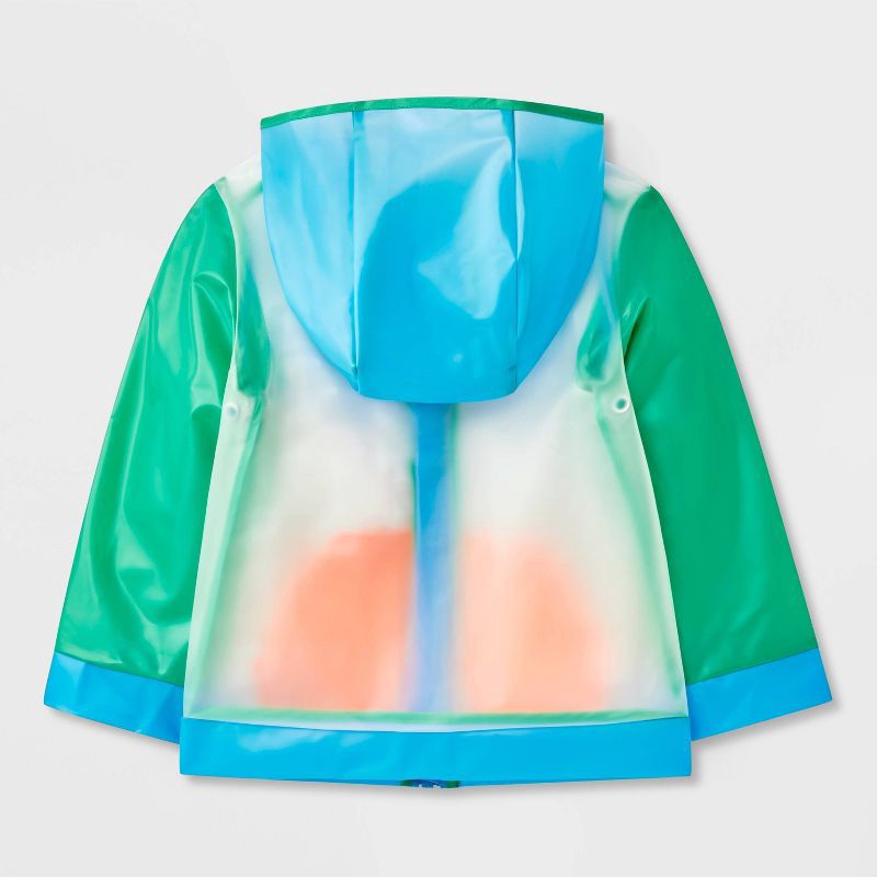 slide 2 of 6, Toddler Boys' Colorblock Clear Rain Jacket - Cat & Jack™ Green/Blue/Orange 18M, 1 ct