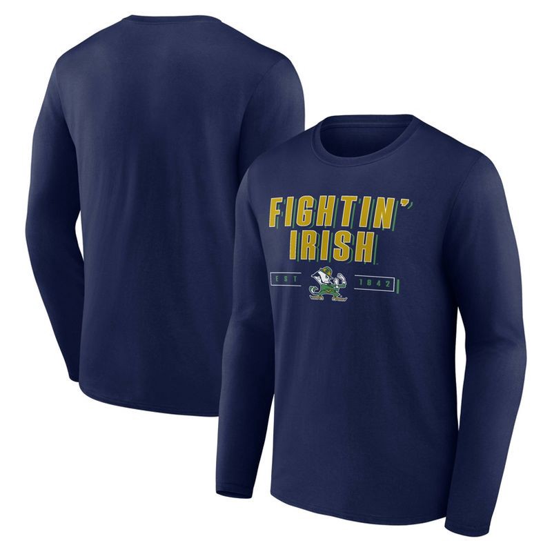 slide 3 of 3, NCAA Notre Dame Fighting Irish Men's Long Sleeve Black T-Shirt - M, 1 ct