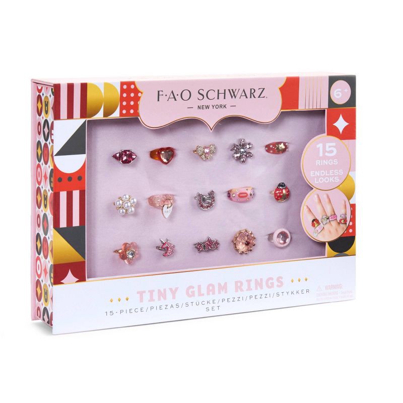 slide 5 of 6, FAO Schwarz Tiny Glam Rings Set - 15pc, 15 ct