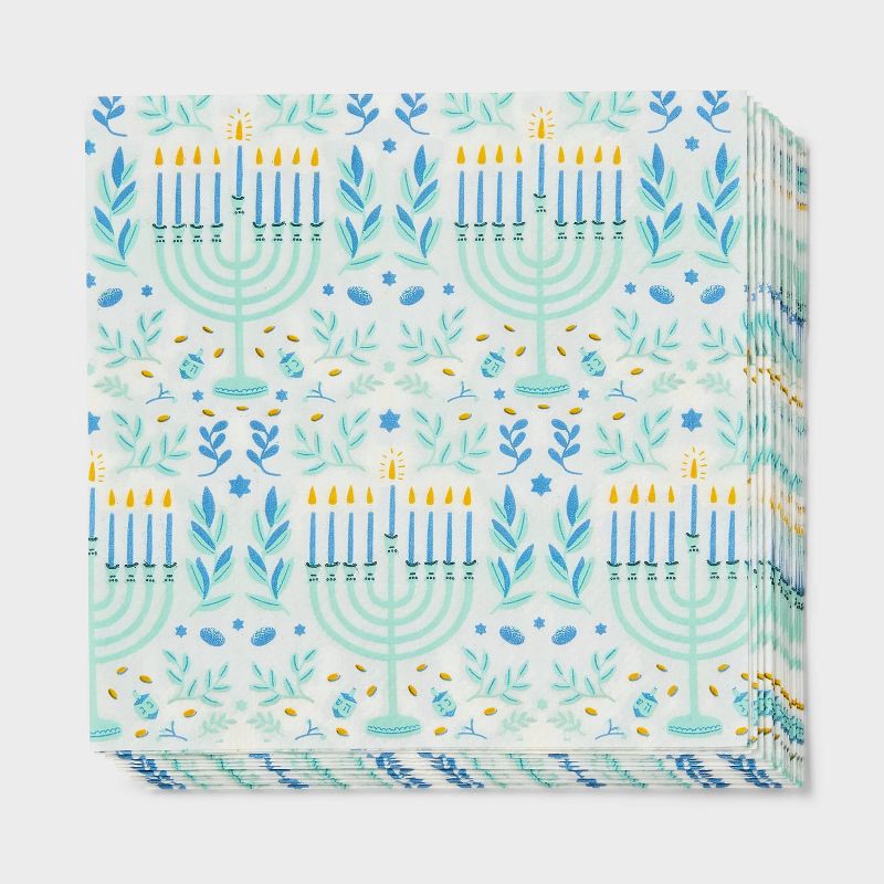 slide 1 of 3, 20ct Hanukkah Candles Beverage Napkins - Spritz™, 20 ct