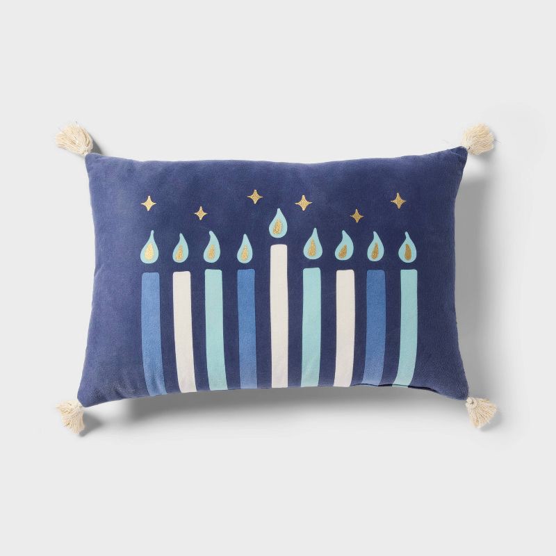 slide 3 of 4, 12"x18" Happy Hanukkah Reversible Decorative Pillow - Spritz™, 1 ct
