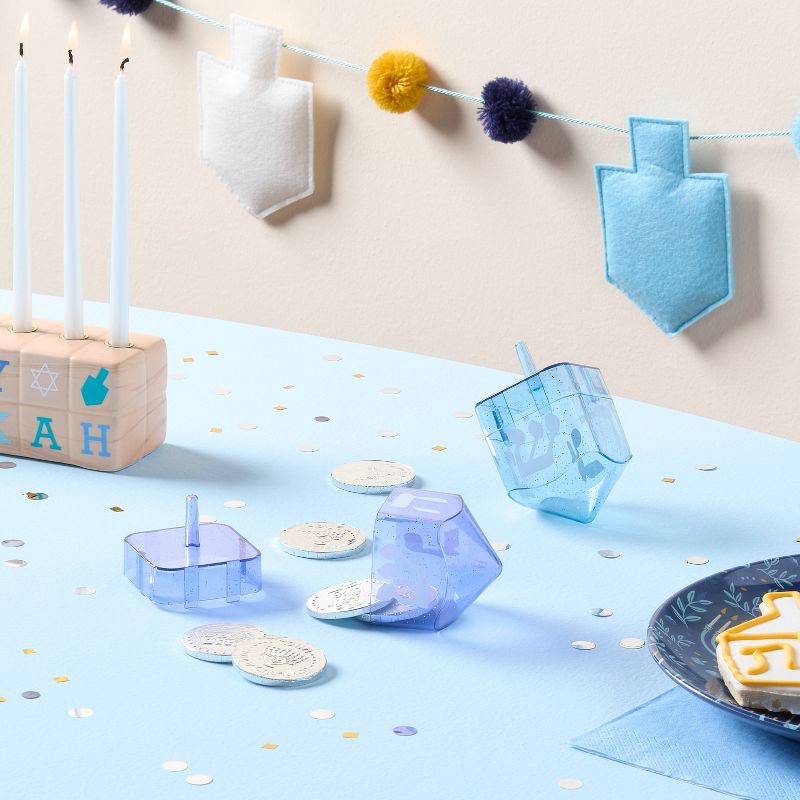 slide 2 of 3, 2ct Fillable Transparent Dreidels Blue/Purple - Spritz™, 2 ct