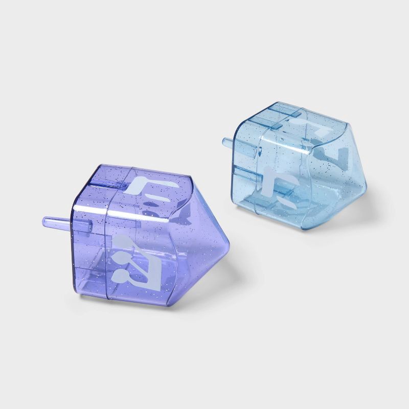 slide 1 of 3, 2ct Fillable Transparent Dreidels Blue/Purple - Spritz™, 2 ct