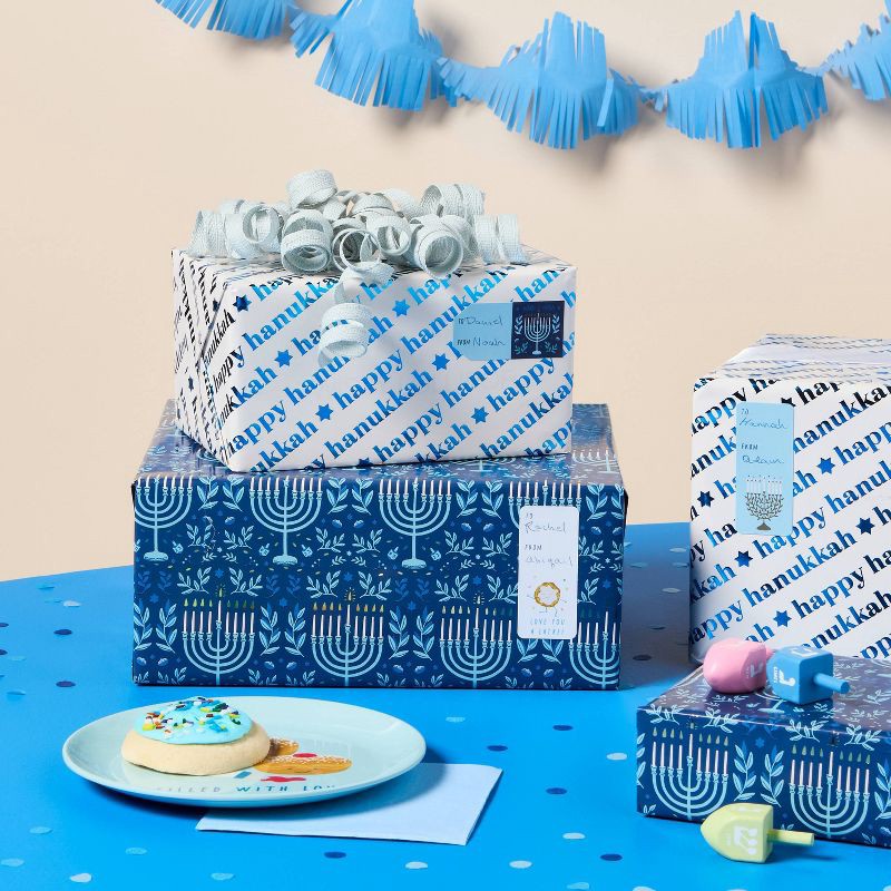 slide 2 of 3, 50ct Hanukkah Peel and Stick Gift Tags - Spritz™, 50 ct