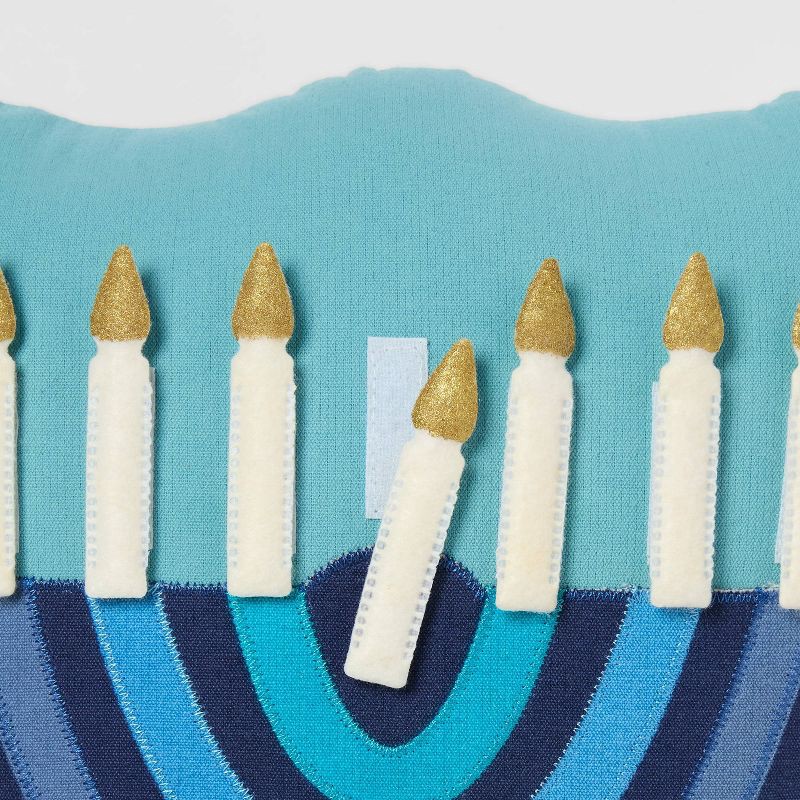 slide 4 of 4, Menorah Candle Shaped Removable Pillow - Spritz™, 1 ct