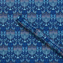96"x30" Premium Elevated Hanukkah Menorah Gift Wrapping Paper Blue - Spritz™