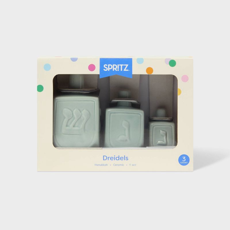 slide 3 of 3, 3ct Ceramic Dreidels Decor Set - Spritz™, 3 ct