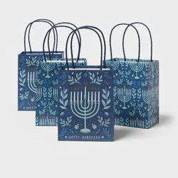 4pk Small Hanukkah Menorah Gift Bags Blue - Spritz™