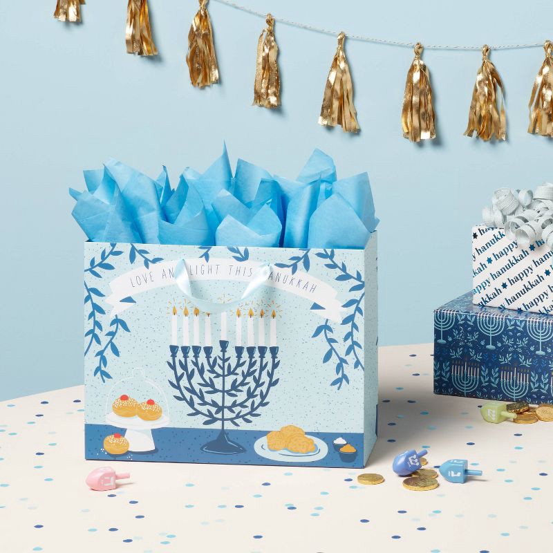 slide 2 of 3, Large Hanukkah Gift Bag with Tissue Blue - Spritz™, 1 ct