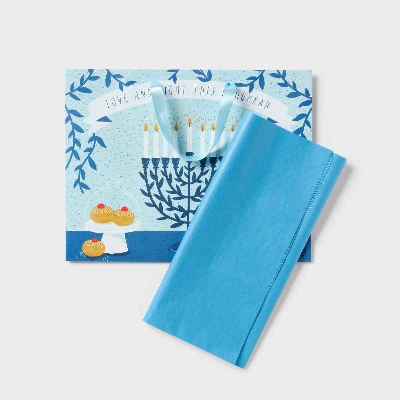 slide 3 of 3, Large Hanukkah Gift Bag with Tissue Blue - Spritz™, 1 ct