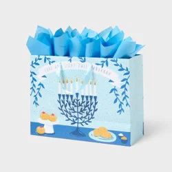Large Hanukkah Gift Bag with Tissue Blue - Spritz™