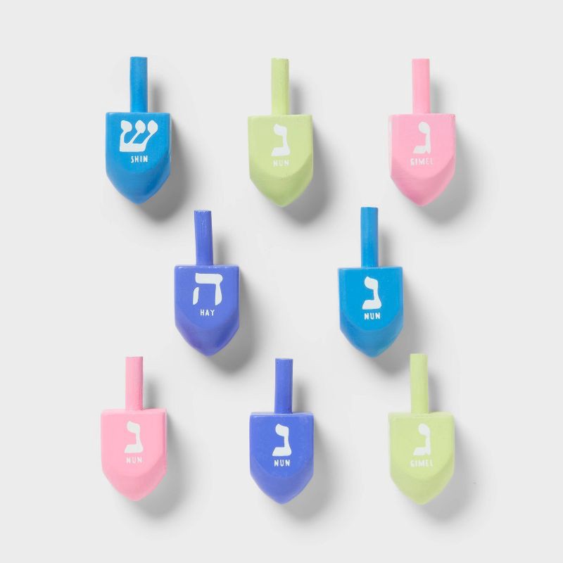 slide 1 of 3, 8ct Wood Dreidels - Spritz™, 8 ct