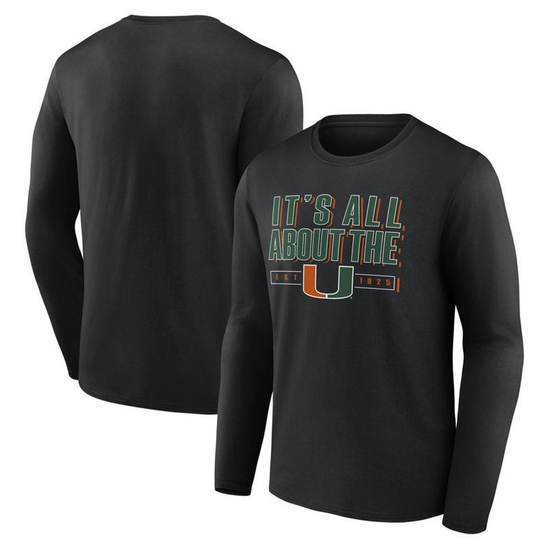 slide 3 of 3, NCAA Miami Hurricanes Men's Long Sleeve Black T-Shirt - L, 1 ct