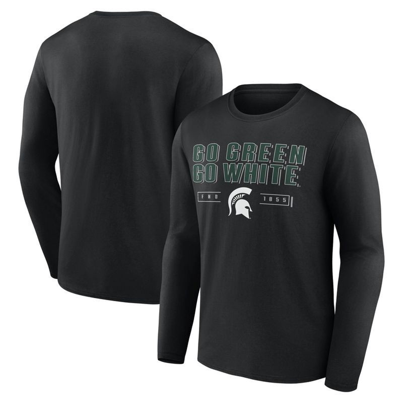 slide 3 of 3, NCAA Michigan State Spartans Men's Long Sleeve Black T-Shirt - L, 1 ct