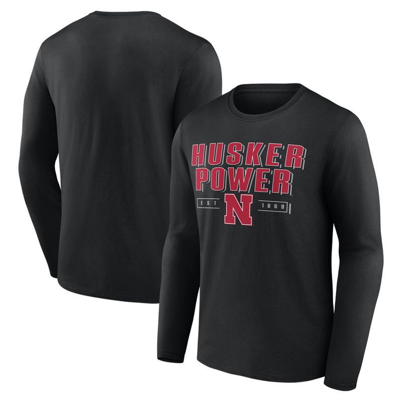 slide 3 of 3, NCAA Nebraska Cornhuskers Men's Long Sleeve Black T-Shirt - L, 1 ct