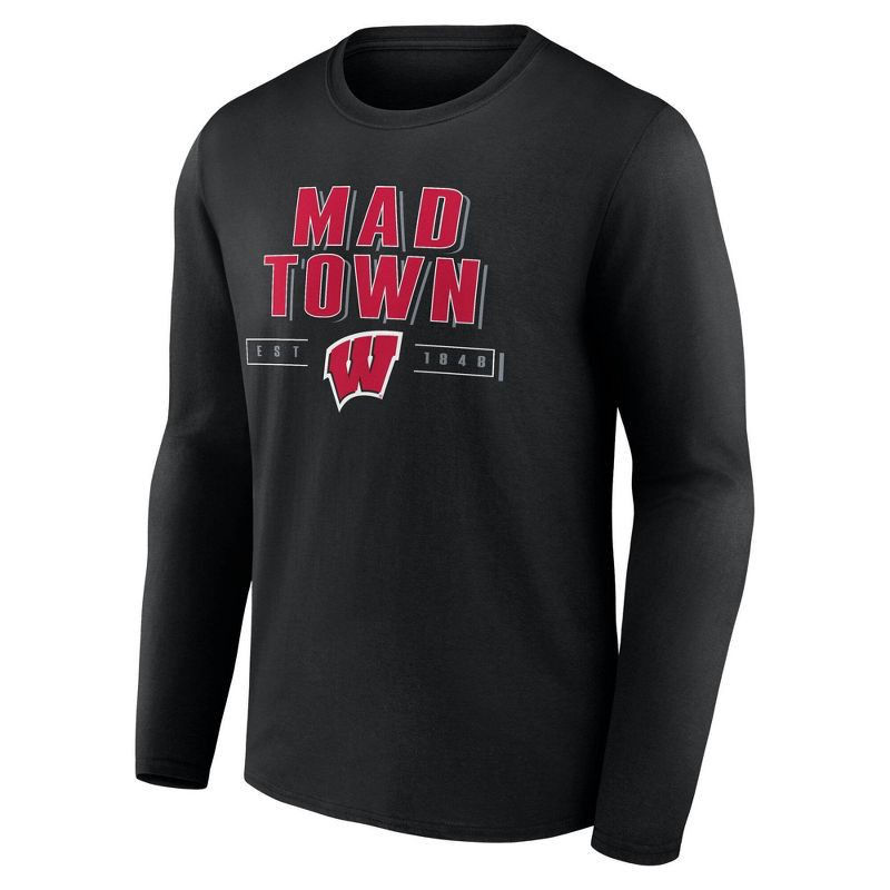 slide 1 of 3, NCAA Wisconsin Badgers Men's Long Sleeve Black T-Shirt - XL, 1 ct