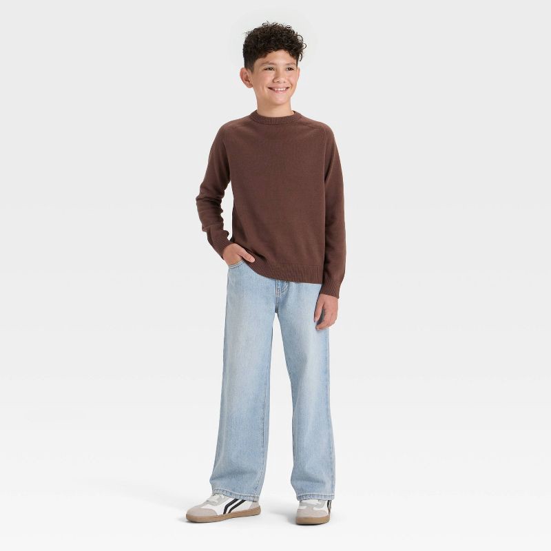 slide 3 of 3, Boys' Solid Pullover Sweater - Cat & Jack™ Brown M, 1 ct